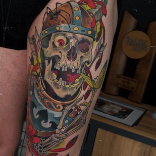 Männlich Farbe Neo-traditionell tattoo auf Bein #101281 | Tattoo Artist Pash Tet