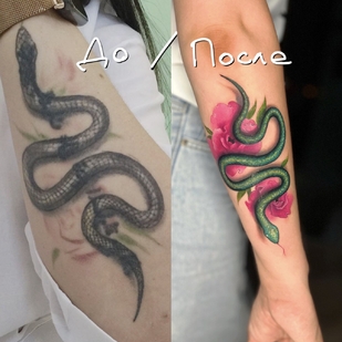 Weiblich Farbe Cover-up tattoo auf Unterarm #104302 | Tattoo Artist Pavel Zadorozhnyak