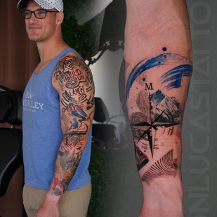 Männlich Farbe Abstrakt tattoo auf Ärmel #97197 | Tattoo Artist Nik Lucas