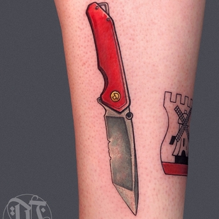 Männlich Farbe Miniatur tattoo auf Schienbein #93445 | Tattoo Artist Sasha Mezo