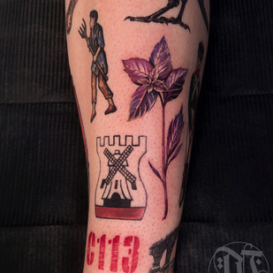 Männlich Farbe Miniatur tattoo auf Schienbein #93451 | Tattoo Artist Sasha Mezo