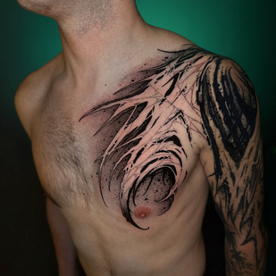 Männlich Schwarz und Grau  tattoo auf Brust #103333 | Tattoo Artist Sergey Tymkiv