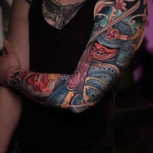 Männlich Farbe Japanisch tattoo auf Ärmel #92816 | Tattoo Artist Anton Raym