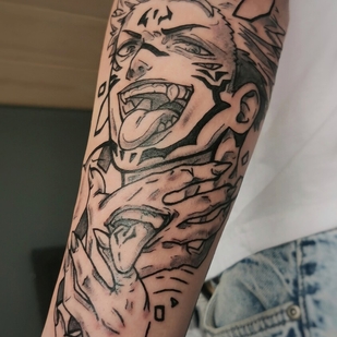 Männlich Schwarz Anime tattoo auf Unterarm #101622 | Tattoo Artist Kseniya Pizhevskaya