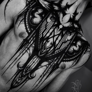 Männlich Schwarz Autorenstil tattoo auf Brust #94867 | Tattoo Artist Ellina Plat