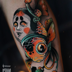 Männlich Farbe  tattoo auf Schienbein #99754 | Tattoo Artist Dmitriy Klaud