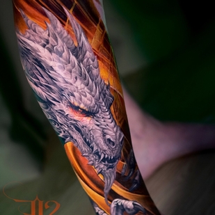 Männlich Farbe Realismus tattoo auf Schienbein #97647 | Tattoo Artist Kirill Fedoseev