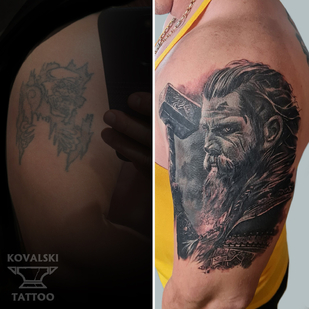 Schwarz und Grau Cover-up tattoo #96186 | Tattoo Artist Vladimir Kovalevskiy