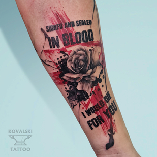 Männlich Farbe Trash Polka tattoo auf Unterarm #96197 | Tattoo Artist Vladimir Kovalevskiy