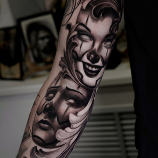 Männlich Schwarz und Grau Realismus tattoo #91216 | Tattoo Artist Anastasiya Yusupova CAT_KABUKI