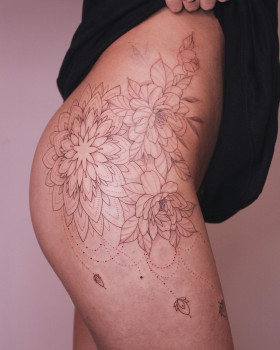 Weightless fine line tattoos for girls by Anastasia Green