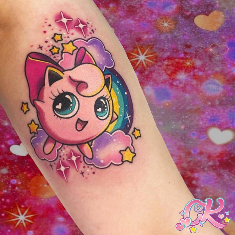 Tattoo artist Carly Kawaii Kroll, bright color kawaii tattoo, new school | Melbourne, Australia