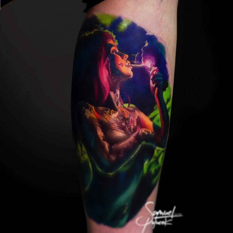 Tattoo artist Samuel Potucek color surrealistic realism tattoo