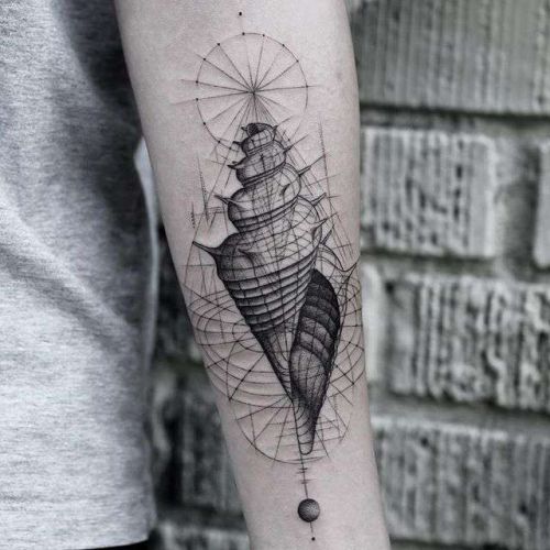 Tattoo uploaded by Mab • Illustrative tattoo by Mab Matiere Noire  #MabMatiereNoire #illustrative #linework #nature #expressive #seashell # shells #oceanlife #conch • Tattoodo