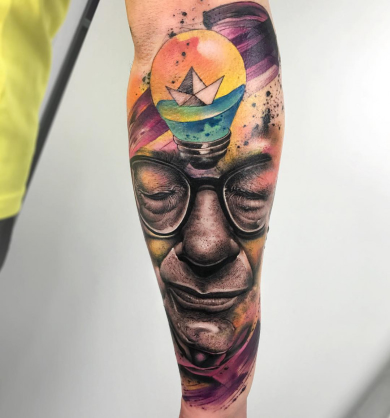 Tattoo artist Pablo Ortiz, authors style watercolor surrealistic tattoo | Spain