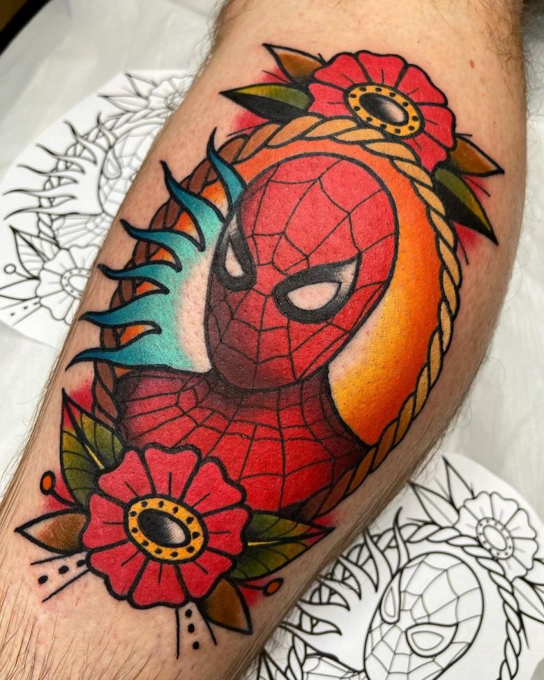 SpiderMan  Marvel tattoos Cartoon tattoos Spiderman tattoo