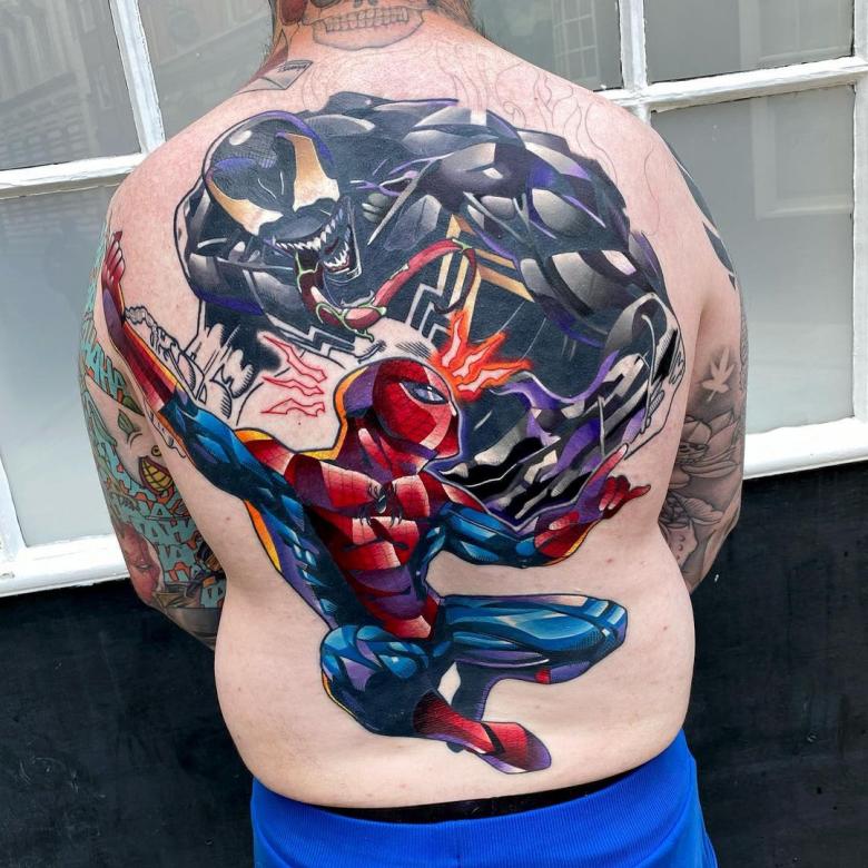 Chest Grey and Real Spiderman tattoo by Skin Deep Art - Best Tattoo Ideas  Gallery