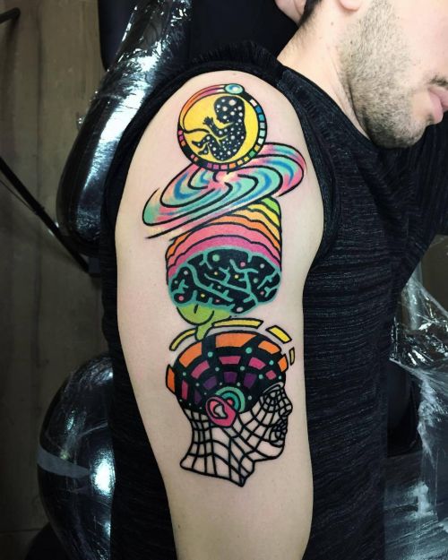 Raro82's acid colors psychedelic tattoos