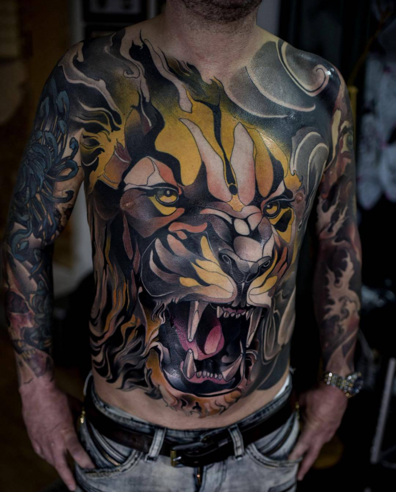 Renan Batista's neo traditional tattoo