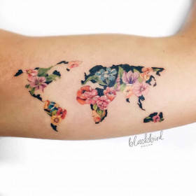 Poetic watercolor tattoo by Luiza Oliveira