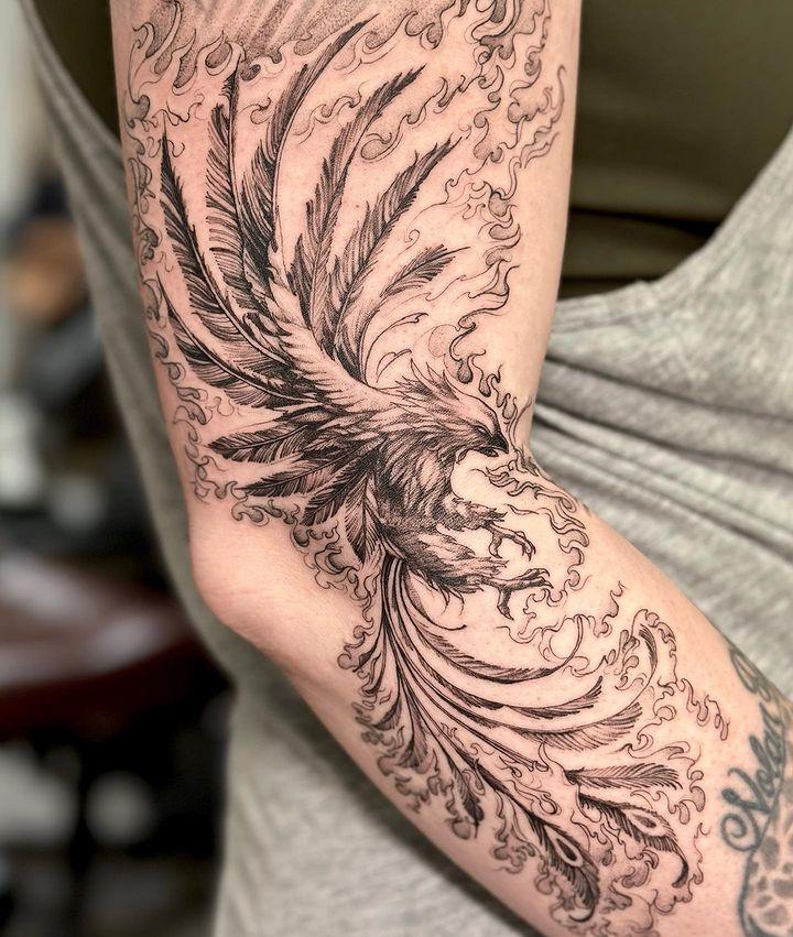 Buy Get Now This Beautiful Tattoo Design, Unleash Your Most Feminine and  Brave Side, With This Beautiful Phoenix Rising From the Ashes Online in  India - Etsy