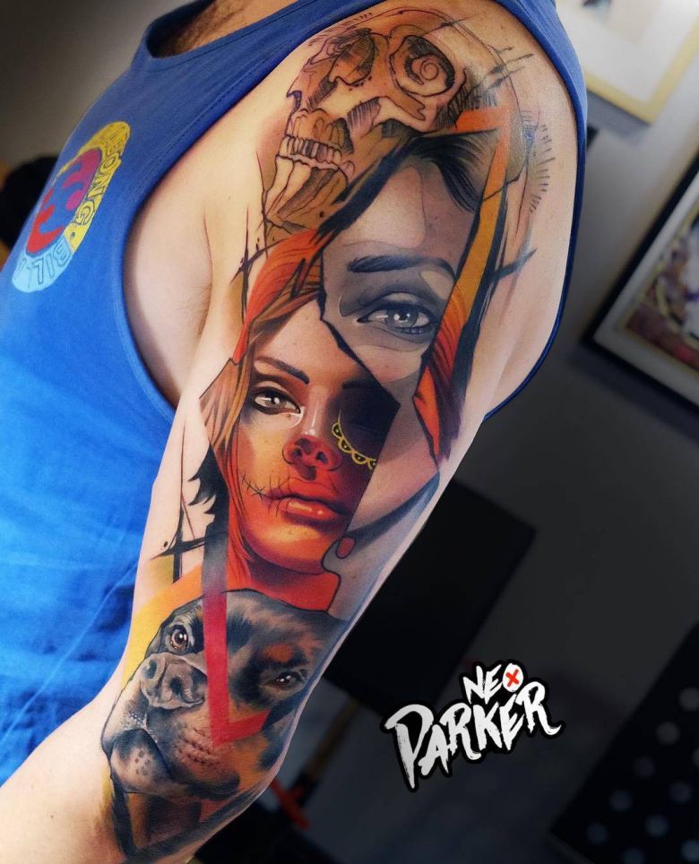 Tattoo artist Neo Parker (Rober Pedragosa), authors style color portrait realistic tattoo, surrealism | Spain, Madrid