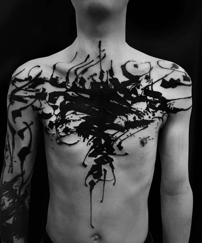 Tattoo artist Gordon Lettuce, authors style abstract blackwork tattoo | United Kingdom