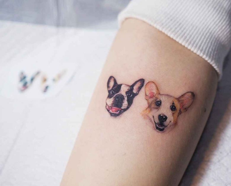 Tattoo artist Yammy, color and black and grey minimalistic pets tattoo | Seoul, Korea | #inkpplcom #tattooartist #minimalistic #realistictattoo #pets #dogs #cats #colortattoo #blackandgreytattoo #blackandgrey #minimalism