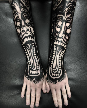 Simone Ruco's Grotesque Blackwork Tattoo