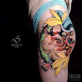 Igor Skobelev's bright tattoos