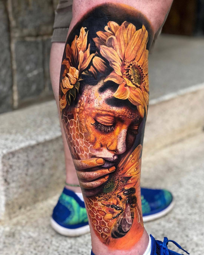 Tattoo artist Roberto Carlos Sanchez Mesa, color and black&grey authros style portrait realistic tattoo, surrealism | Cuba