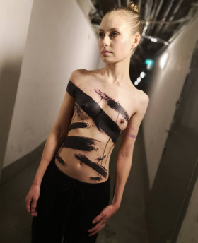3KREUZE's brutal heavy abstract blackwork tattoo