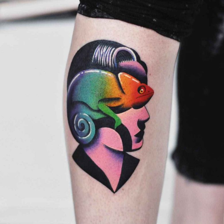 Tattoo artist David Peyote Cote color design tattoo 2017