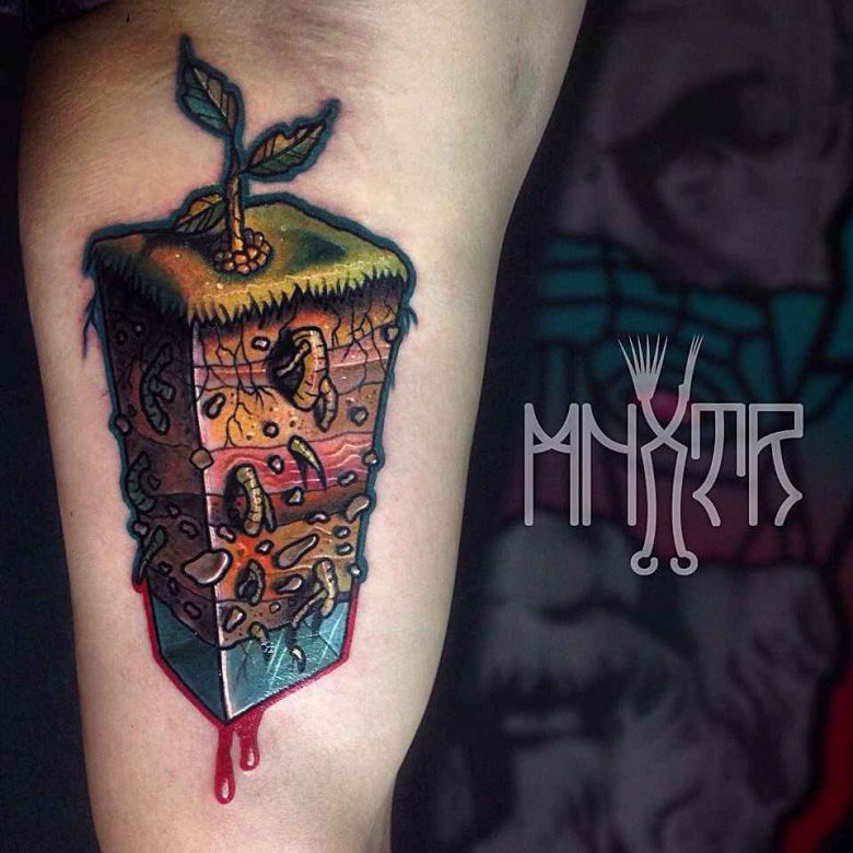 tattoo artist Yugin Zhestko colour new school, post neo traditional design tattoo
