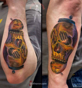 Double-sided tattoos from Ivan Bukharov
