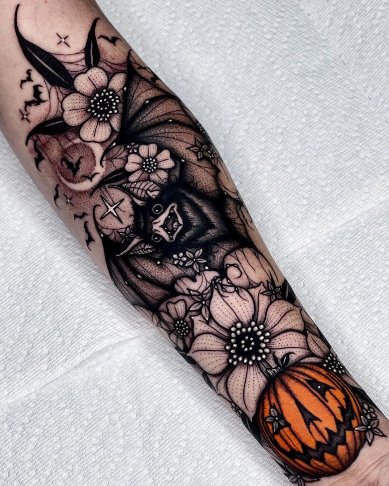 Stunning Halloween Tattoo Leg Sleeve Ideas