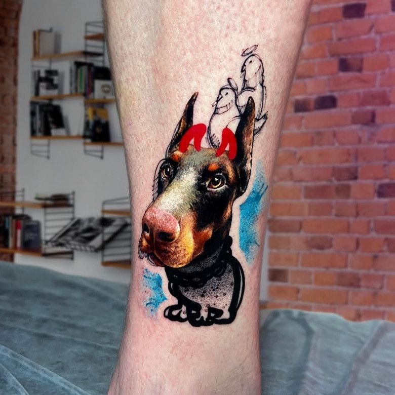 Adorable dog portraits in tattoos by Lyubov Kotova