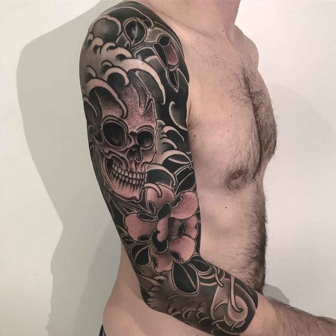 Tattoo uploaded by rcallejatattoo • Magnificent looking skull tattoo with  all the awesome details. #ElliottWells #skull #oriental #neooriental •  Tattoodo