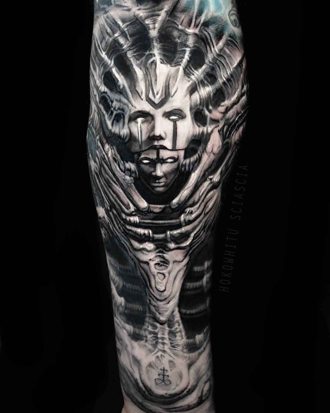 Tattoo艺术家Hokowhitu Sciascia黑色与灰色作者风格恐怖纹身 | 澳大利亚墨尔本