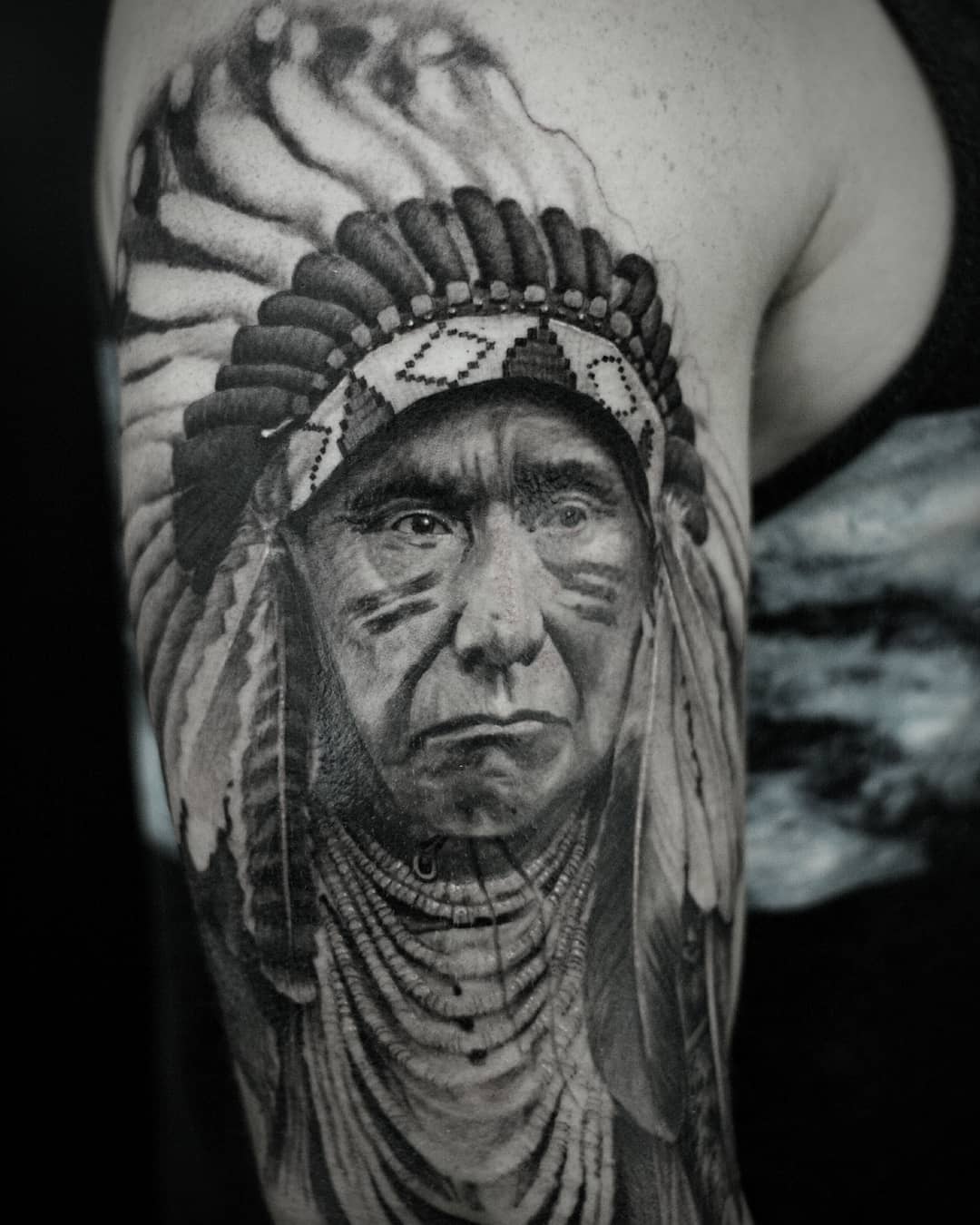 Tattoo artist Chris Adamek, black&grey authors style portrait realistic tattoo | USA