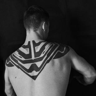 Male Black Author's Style tattoo on Back #62821 | Tattoo Artist Maxim Desnev