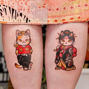 Female Color Illustrative tattoo on Leg #63387 | Tattoo Artist Yoon