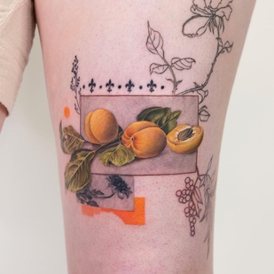 Female Color Illustrative tattoo on Leg #63553 | Tattoo Artist Noa Margalit