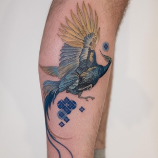 Female Color Illustrative tattoo on Leg #63551 | Tattoo Artist Noa Margalit