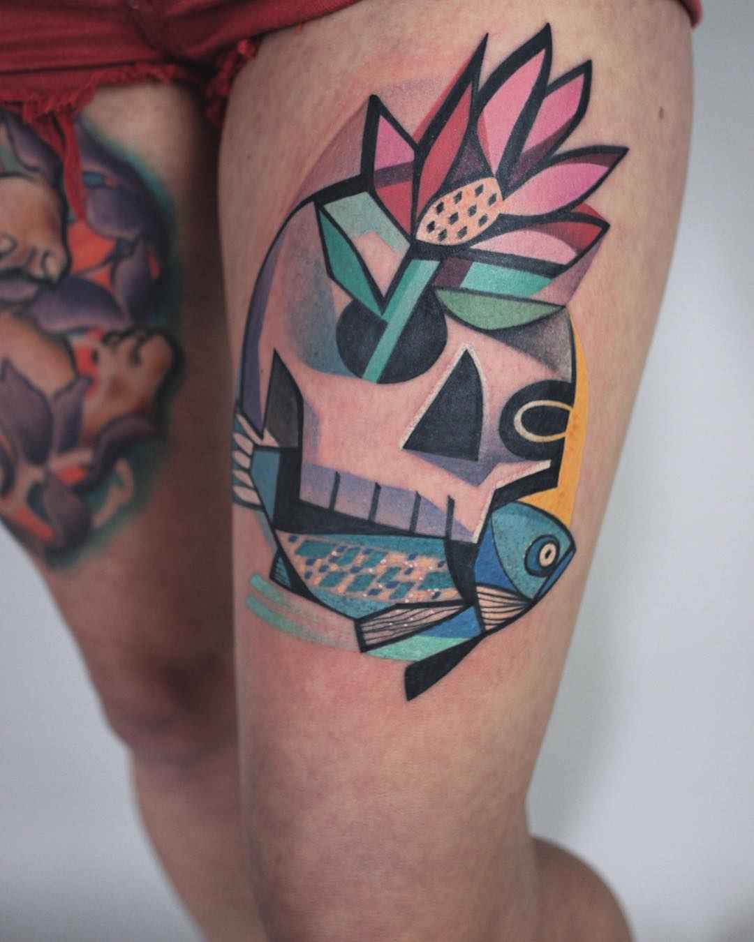 Cubism in tattoo by Peter Aurisch iNKPPL