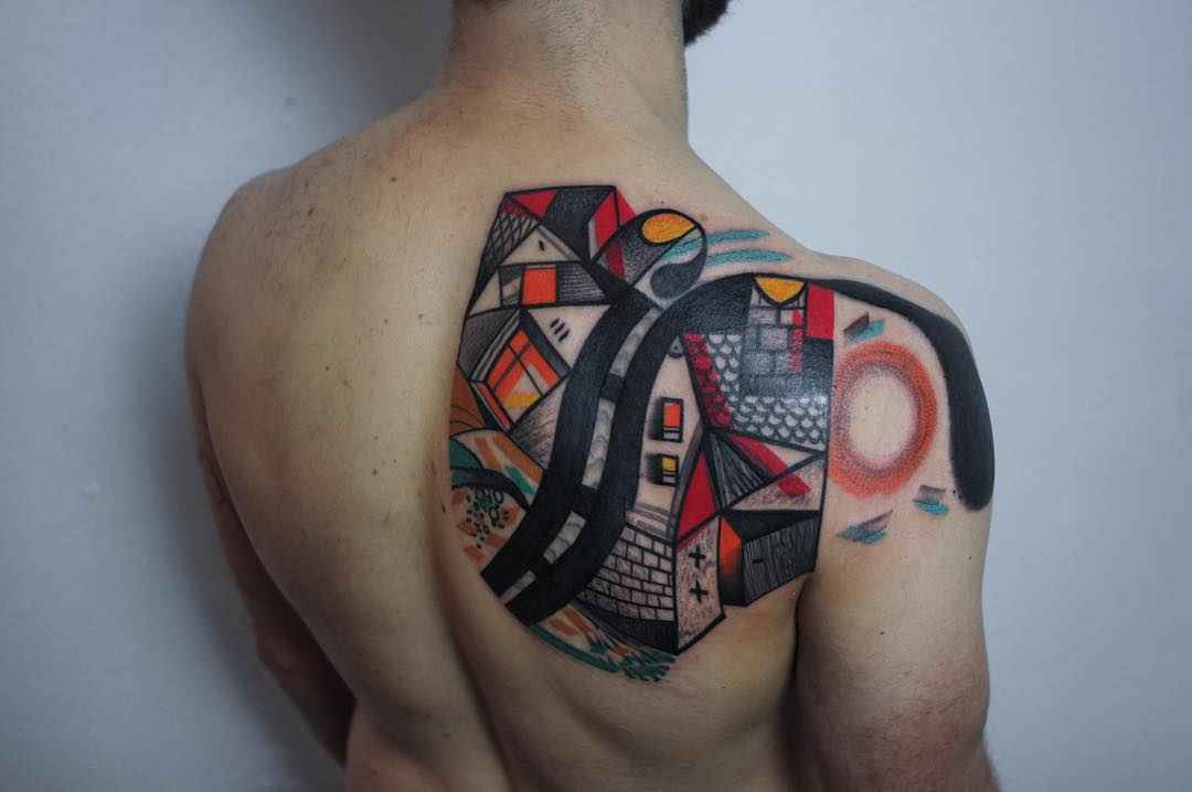 Cubism in tattoo by Mike Boyd | iNKPPL