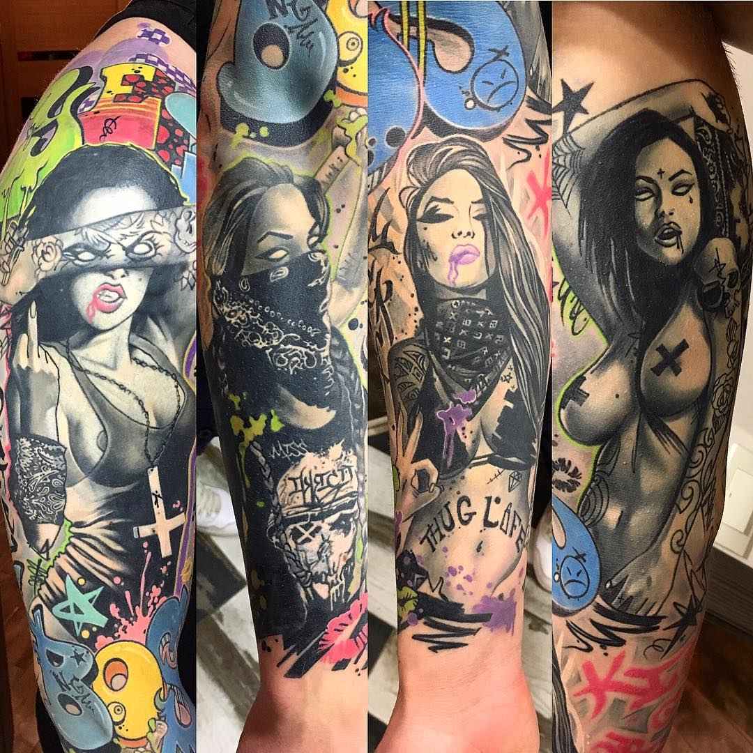 Tattoo艺术家Anjelika Kartasheva，色彩艺术 tattoo 现实主义与涂鸦艺术 | 俄罗斯罗斯托夫-奥尔洛夫斯克
