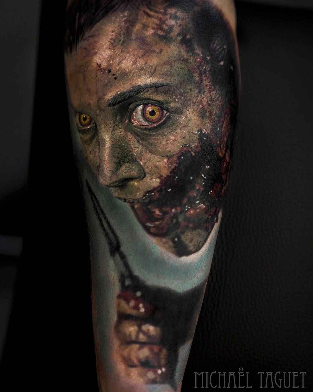 Tattoo artist Michael Taguet authors tattoos in color and black&grey realism | France