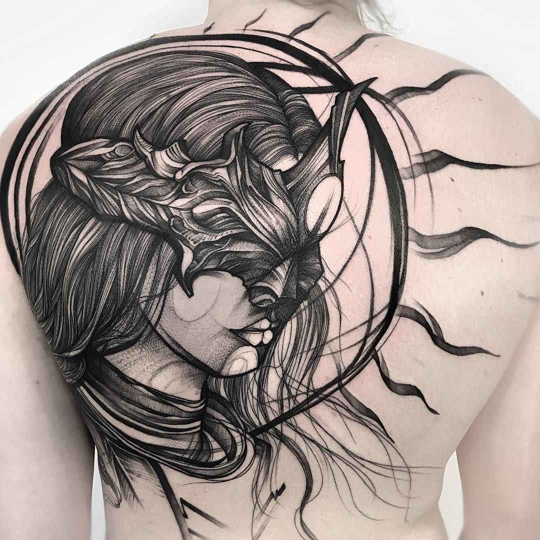 Tattoo artist Frank Carrilho authors Chaotic Blackwork tattoo | Portugal