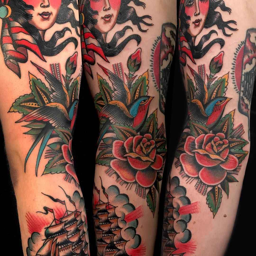 Tattoo艺术家Dmitriy Rechnoy，色彩传统和复古风格的纹身，个性化设计 | 莫斯科，俄罗斯